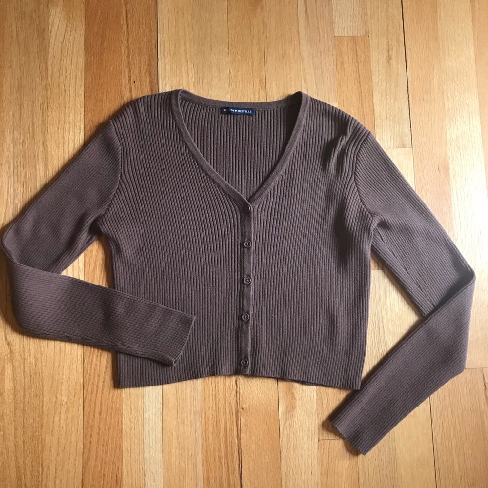 BRANDY MELVILLE LONGSLEEVE BROWN CARDIGAN